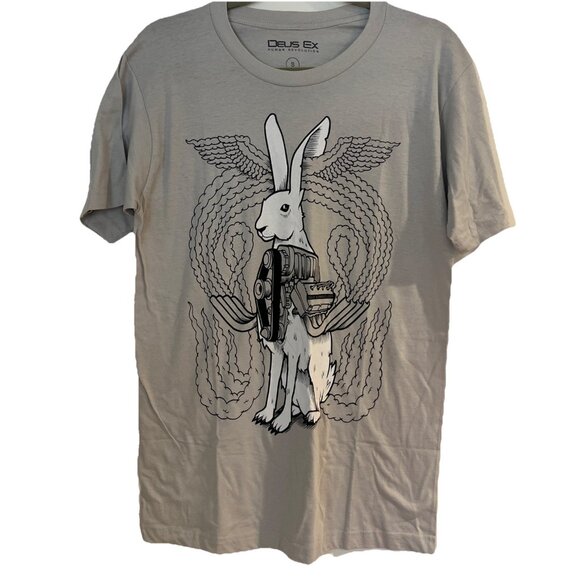 Deus Ex Human Revolution Shirt Mens Large Gray Video Game Art Exhibit Rabbit D2 - Picture 1 of 5